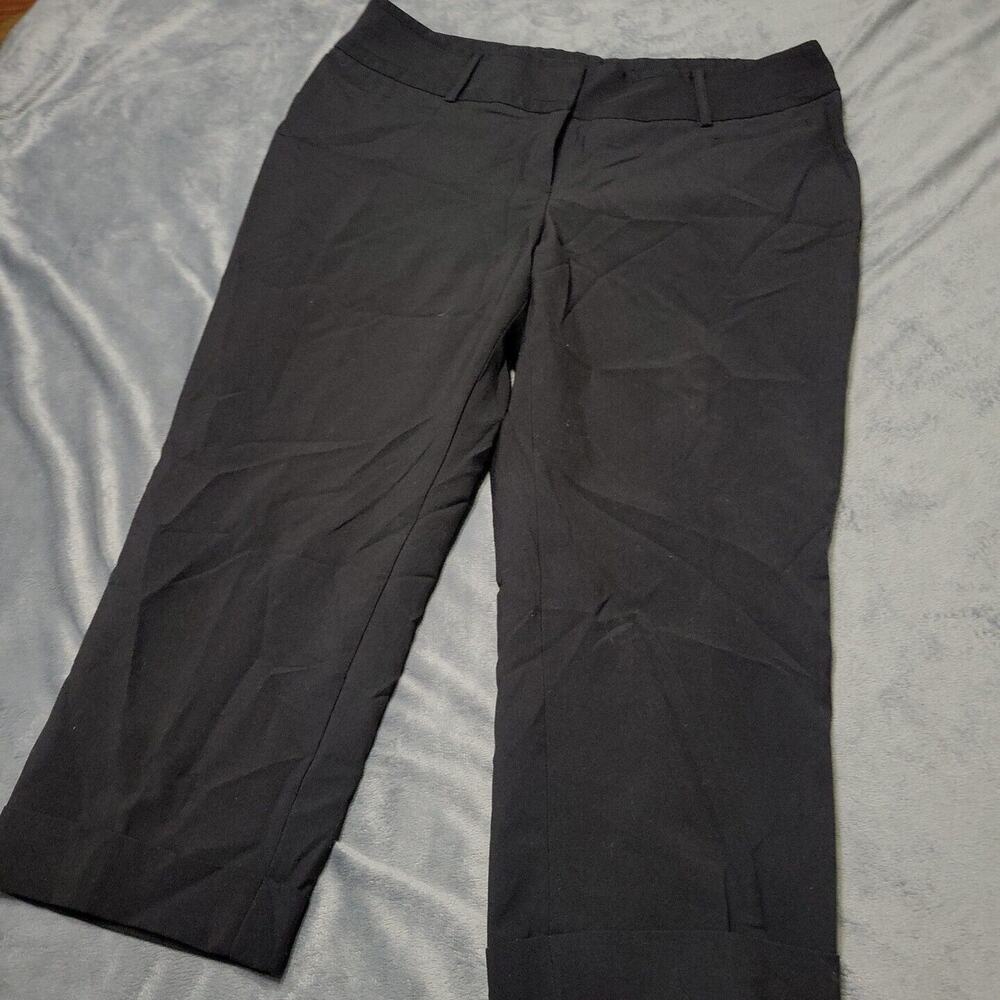 Apt 9 Pant Womens 10 Regular Black Capri Solid Comfort Stretch Casual Cuffed Hem